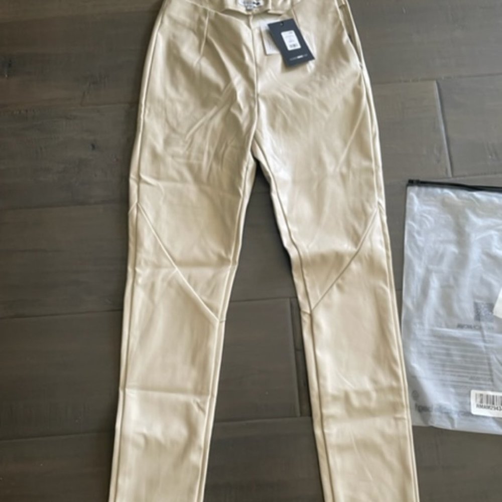 FashionNOVA faux leather beige pant M